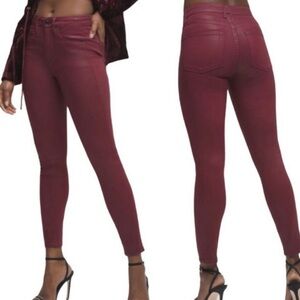Good American Good Legs Coated Skinny Jeans size 0 burgundy